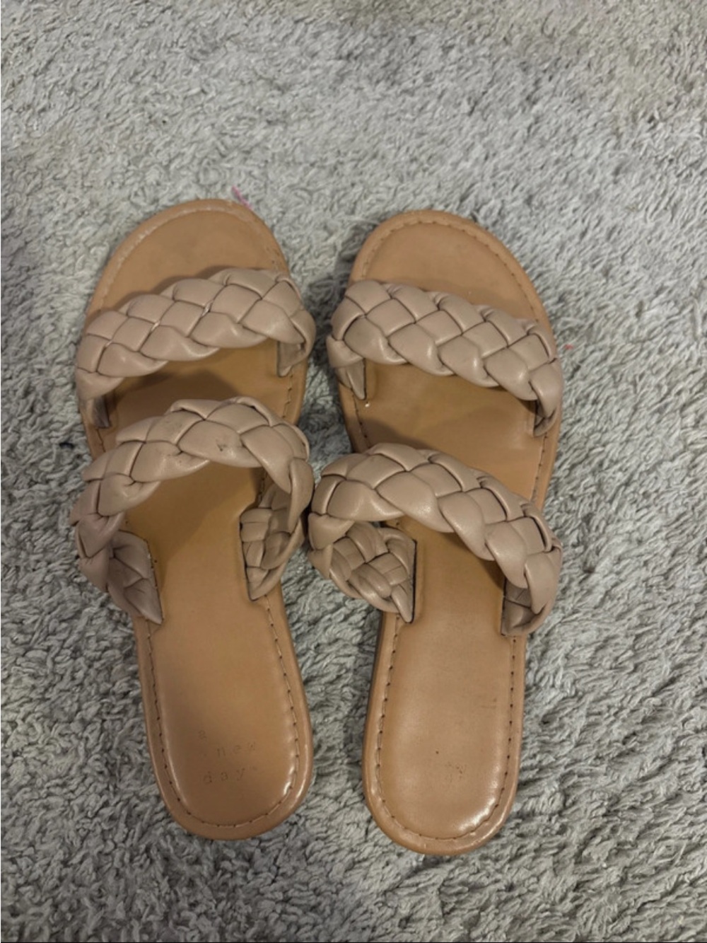 Universal Thread Braided Double-Strap Slide Sandals - Taupe
